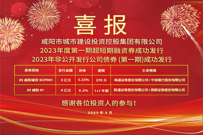 市城投集團(tuán)2023年度第一期超短期融資券 、2023年非公開發(fā)行公司債券（第一期）成功發(fā)行